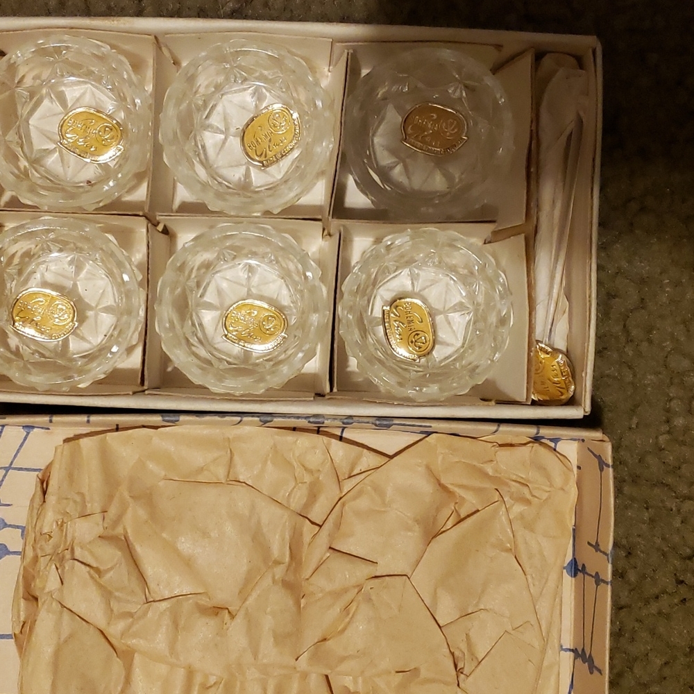 Very Rare Bohemian Salt Set with Glass Spoons